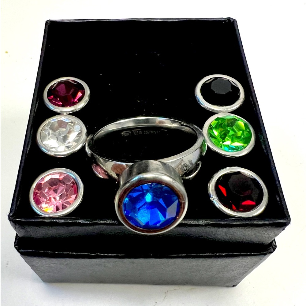 Interchangeable Stainless Steel Ring Womens Silver